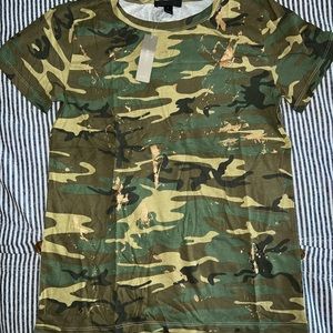 NWT J. Crew Gold Paint Splatter Camo Tee T Shirt Top Small S